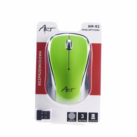 Mysz / Myszka ART bezprzewodowa-optyczna USB AM-92 zielona