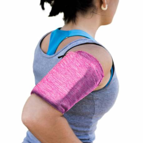 Elastyczny materiałowy armband opaska na ramię do biegania fitness M różowa
