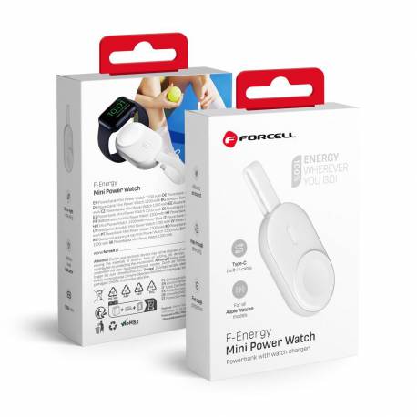 Forcell Powerbank F-Energy Mini Power Watch 1200Mah Biały