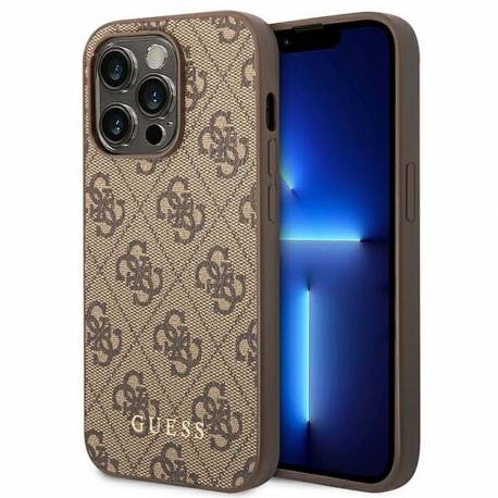Oryginalne Etui Guess Hardcase Guhcp14Lg4Gfbr Do Iphone 14 Pro (4G Gold Logo / Brązowy)