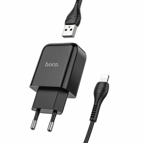 Hoco Ładowarka Sieciowa Usb + Kabel Do Lightning 8-Pin 2.1A N2 Vigour Czarna.