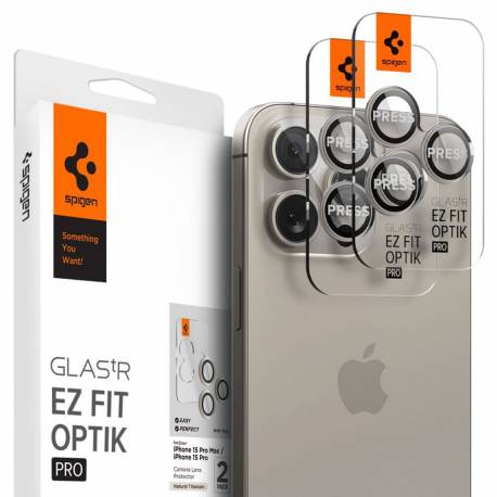 Osłona Aparatu Spigen Optik.tr ”Ez Fit” Camera Protector 2-Pack Do Iphone 14 Pro / Pro Max / 15 Pro / Pro Max Natural Titanium
