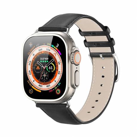 Dux Ducis Ys - Pasek Skórzany Do Apple Watch 42/44/45/49Mm Czarny