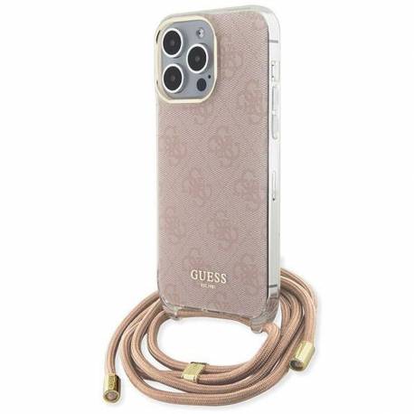 Oryginalne Etui Guess Hardcase Guhcp15Lhc4Sep Do Iphone 15 Pro (Crossbody Cord 4G Print / Różowy)