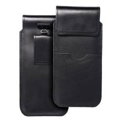 Skórzana Uniwersalna Wsuwka Z Klapką - Royal / Czarny - Rozmiar 2Xl+Tall - Samsung S21 Ultra / Huawei P Smart 2021 / Xiaomi Redm
