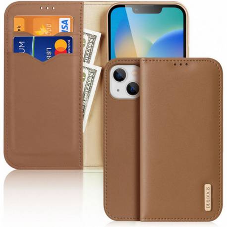 Dux Ducis Hivo - Skórzane Etui Portfelik Do Apple Iphone 15 Brązowe