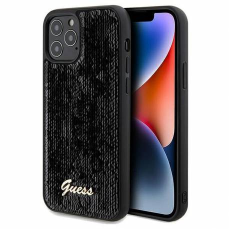 Oryginalne Etui Guess Hardcase Guhcp12Mpsfdgsk Do Iphone 12/12 Pro (Sequin Script Metal / Czarny)