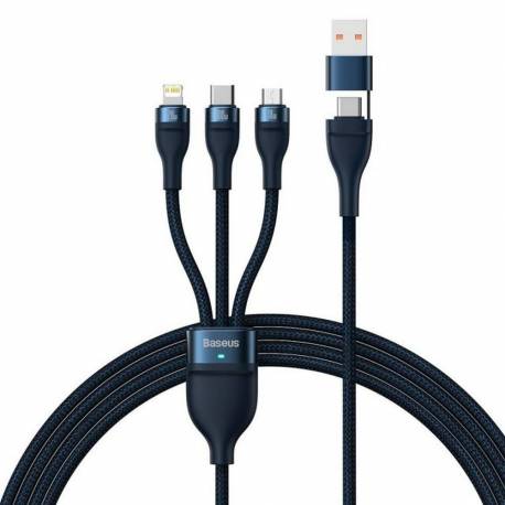 Baseus Kabel Usb 3W1 Flash Series Ii Usb A Do Micro + Lightning 8-Pin + Typ C 100W 1,2M Niebieski Cass030103