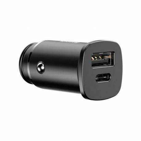 BASEUS ładowarka samochodowa Square Metal USB + Typ C QC3.0 PD 30W czarna CCALL-AS01/BS-C15C