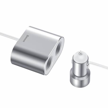 Rozdzielacz Baseus Crdyq-0S 2X Gniazdo Zapalniczki 80W 2X Usb-A 3.1A - Srebrny