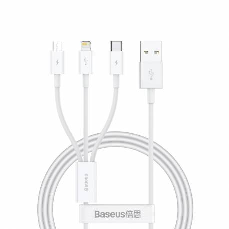 Kabel Baseus Superior Series Usb-A - Usb-C / Lightning / Micro Usb 3.5A 0.5M - Biały