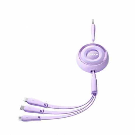 Kabel Zwijany 3W1 Joyroom S-A40 Colorful Series Usb-A Do Usb-C / Lightning / Microusb 1M - Fioletowy