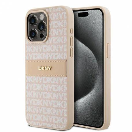 Etui Dkny Leather Mono Stripe & Metal Logo Na Iphone 15 Pro Max - Różowe