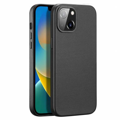 Dux Ducis Grit skórzane etui do iPhone 14 Max elegancki pokrowiec ze sztucznej skóry (kompatybilne z MagSafe) czarny