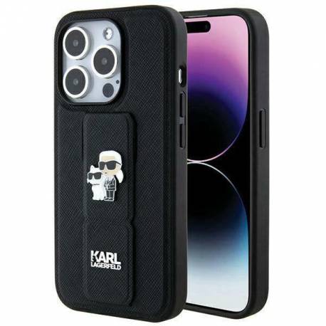 Etui Karl Lagerfeld Gripstand Saffiano Karl&choupette Pins Na Iphone 14 Pro - Czarne
