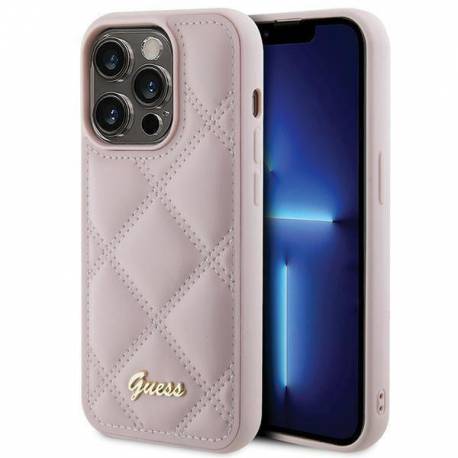 Etui Guess Quilted Metal Logo Na Iphone 15 Pro Max - Różowe