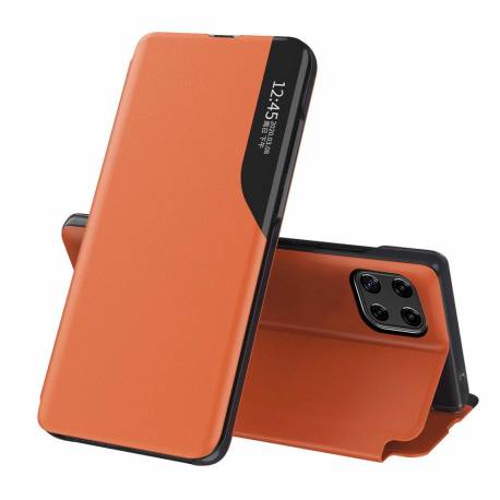 Eco Leather View Case Elegancki Futerał Etui Z Klapką I Funkcją Podstawki Samsung Galaxy A22 4G Pomarańczowy