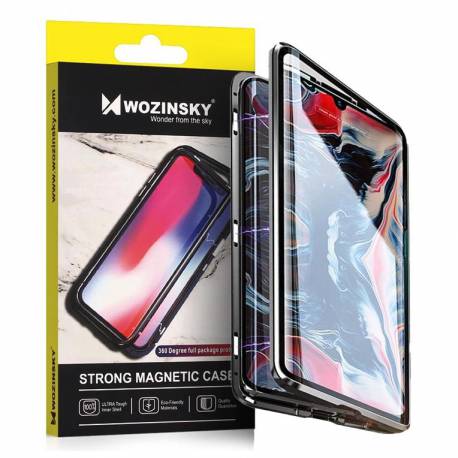 Wozinsky Full Magnetic Case Magnetyczne Etui 360 Pokrowiec Na Przód I Tył Z Wbudowanym Szkłem Samsung Galaxy A72 4G Czarno-Przez