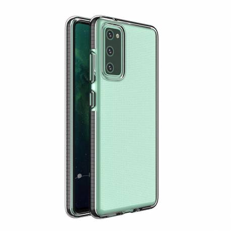 Spring Case Pokrowiec Żelowe Etui Z Kolorową Ramką Do Samsung Galaxy A12 / Galaxy M12 Czarny