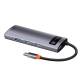 Baseus Metal Gleam 5W1 Wielofunkcyjny Hub Usb Typ C - Usb Typ C Power Delivery 100 W / Hdmi 4K 30 Hz / 3X Usb 3.2 Gen 1 Szary (C