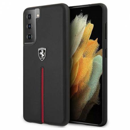 Etui Ferrari Off Track Leather Nylon Stripe Na Samsung Galaxy S21 - Czarne