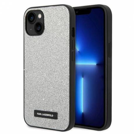 Etui Karl Lagerfeld Glitter Plaque Logo Na Iphone 14 Plus - Srebrne