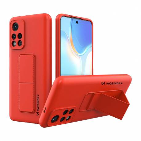 Wozinsky Kickstand Case elastyczne silikonowe etui z podstawką Xiaomi Redmi 10 czerwony