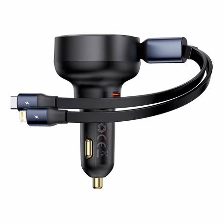 Ładowarka Samochodowa Baseus Enjoyment Usb-C Z Kablem Usb-C / Lightning 60W - Czarny
