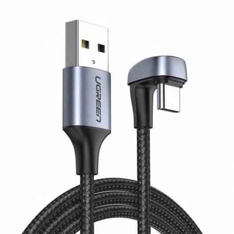 Ugreen Nylonowy Kątowy Kabel Przewód Usb - Usb Typ C 1 M 3 A 18 W Quick Charge Afc Fcp Dla Graczy Szary (70313)