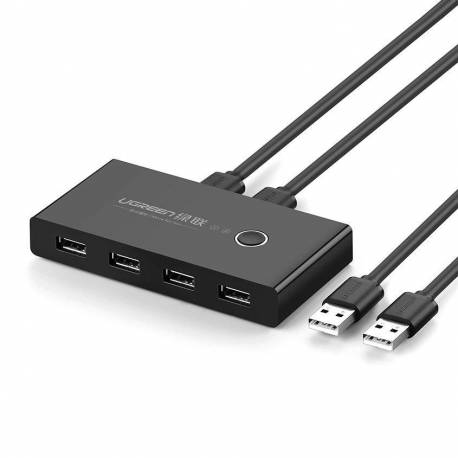 Ugreen Switch Box Hub Przełącznik 4X Usb 2.0 Rozdzielacz Usb Na Dwa Komputery Czarny (30767)