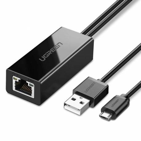Ugreen Zewnętrzna Karta Sieciowa Micro Usb 100Mbps Do Chromecast 1M Czarny (30985)