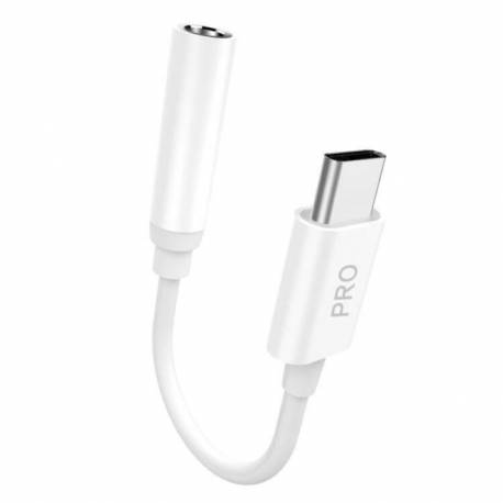 Dudao Adapter Audio Przejściówka Do Słuchawek Z Usb Typ C Na Mini Jack 3,5 Mm Biały (L16Cpro White)