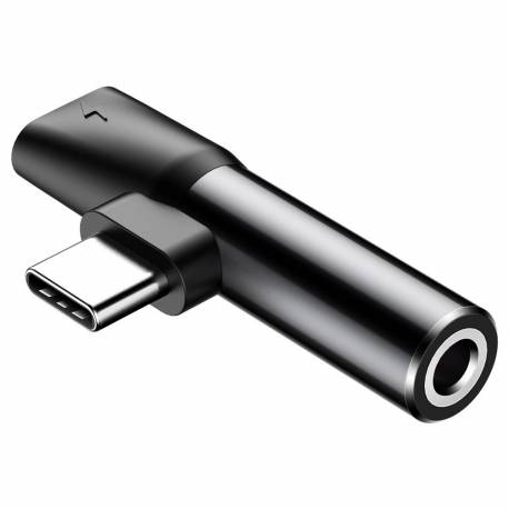 Baseus Audio Converter L41 Adapter Przejściówka Ze Złącza Usb-C Na Port Usb-C + Gniazdo Słuchawkowe 3,5 Mm Czarny (Catl41-01)