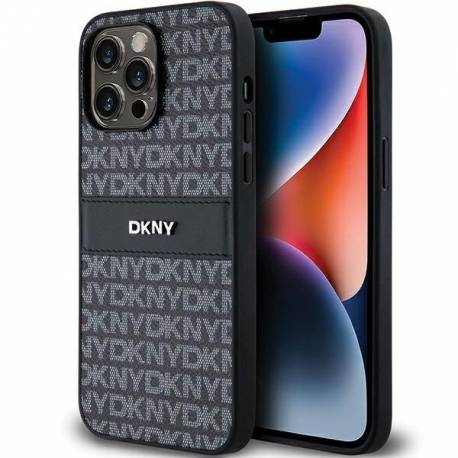 Etui Dkny Leather Mono Stripe & Metal Logo Na Iphone 14 Pro - Czarne
