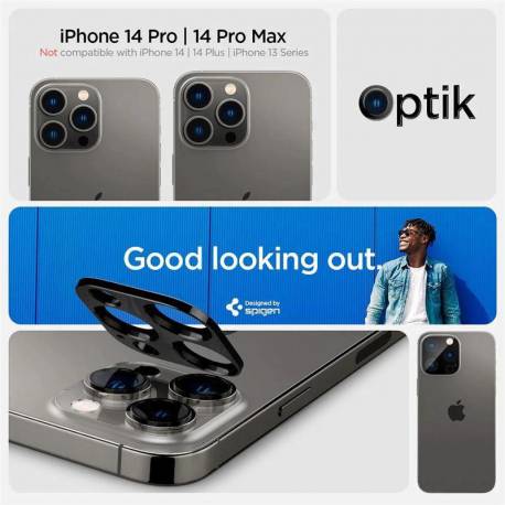 Spigen Optik. TR Camera Protector szkło hartowane na aparat (2 szt.) iPhone 14 Pro / 14 Pro Max czarne