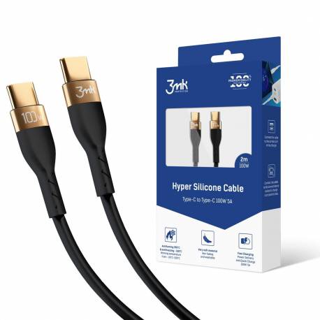 Kabel 3Mk Hyper Silicone Cable Usb-C / Usb-C 100W 2M - Czarny