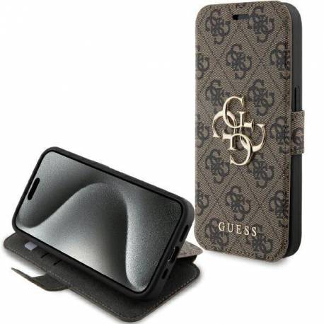 Etui Guess 4G Metal Logo Na Iphone 15 Pro - Brązowe