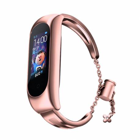 Zamienna Metalowa Opaska Bransoleta Łańcuszek Pasek Do Xiaomi Mi Band 6 / 5 / 4 / 3 Różowy