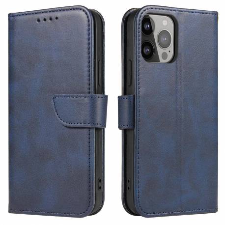 Etui portfel z klapką podstawką do iPhone 15 Magnet Case - niebieskie