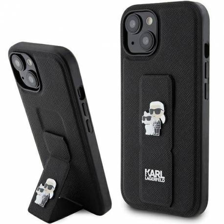 Etui Karl Lagerfeld Gripstand Saffiano Karl&choupette Pins Na Iphone 15 Plus / 14 Plus - Czarne