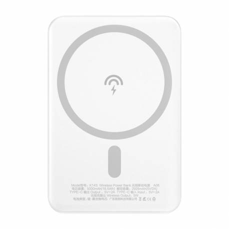 Dudao bezprzewodowy power bank MagSafe 10W (5W Magsafe) 5000mAh biały (K14S)