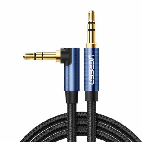 Ugreen kątowy kabel AUX 2 x mini jack 3,5 mm 1,5m niebieski (AV112)