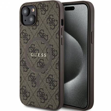 Etui Guess 4G Collection Leather Metal Logo Magsafe Na Iphone 15 / 14 / 13 - Brązowe