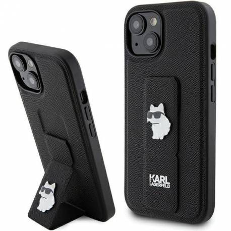 Etui Karl Lagerfeld Gripstand Saffiano Choupette Pins Na Iphone 15 - Czarne