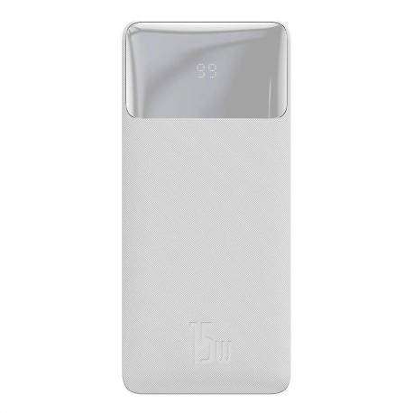 Baseus Bipow powerbank z wyświetlaczem 30000mAh 15W biały (Overseas Edition) + kabel USB-A - Micro USB 0.25m biały (PPBD050202)