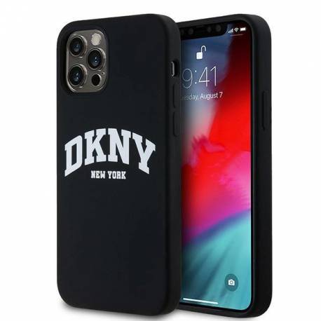 Etui Dkny Liquid Silicone White Printed Logo Magsafe Na Iphone 12/12 Pro - Czarne