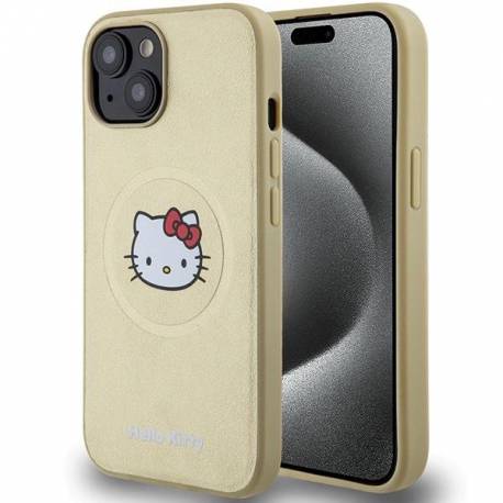 Etui Hello Kitty Leather Kitty Head Magsafe Na Iphone 15 - Złote