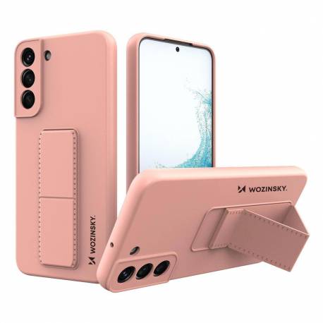 Wozinsky Kickstand Case elastyczne silikonowe etui z podstawką Samsung Galaxy S22+ (S22 Plus) różowy