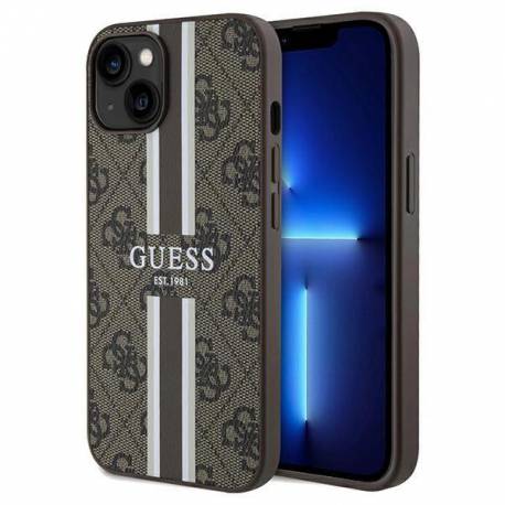Etui Guess 4G Printed Stripes Magsafe Na Iphone 15 / 14 / 13 - Brązowe