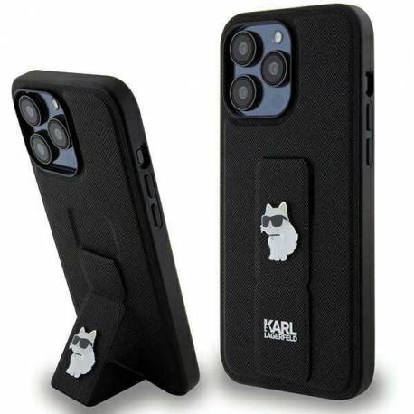 Etui Karl Lagerfeld Gripstand Saffiano Choupette Pins Na Iphone 13 Pro / 13 - Czarne